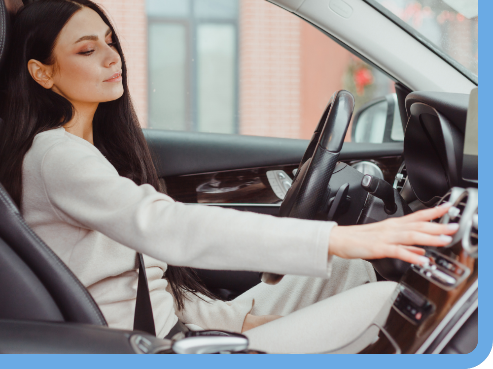 woman using car ac